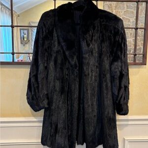 Black Women’s Fur Coat - Classic Elegant Outerwear
